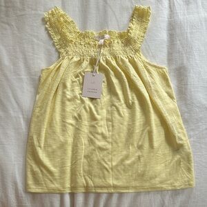 LC Lauren Conrad Smocked Light Yellow Ruffled Tank Top - Size XS